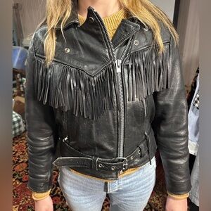 Vintage Hot Leathers 70’s Biker Leather Jacket sz 14 (S) Indie Motorcycle